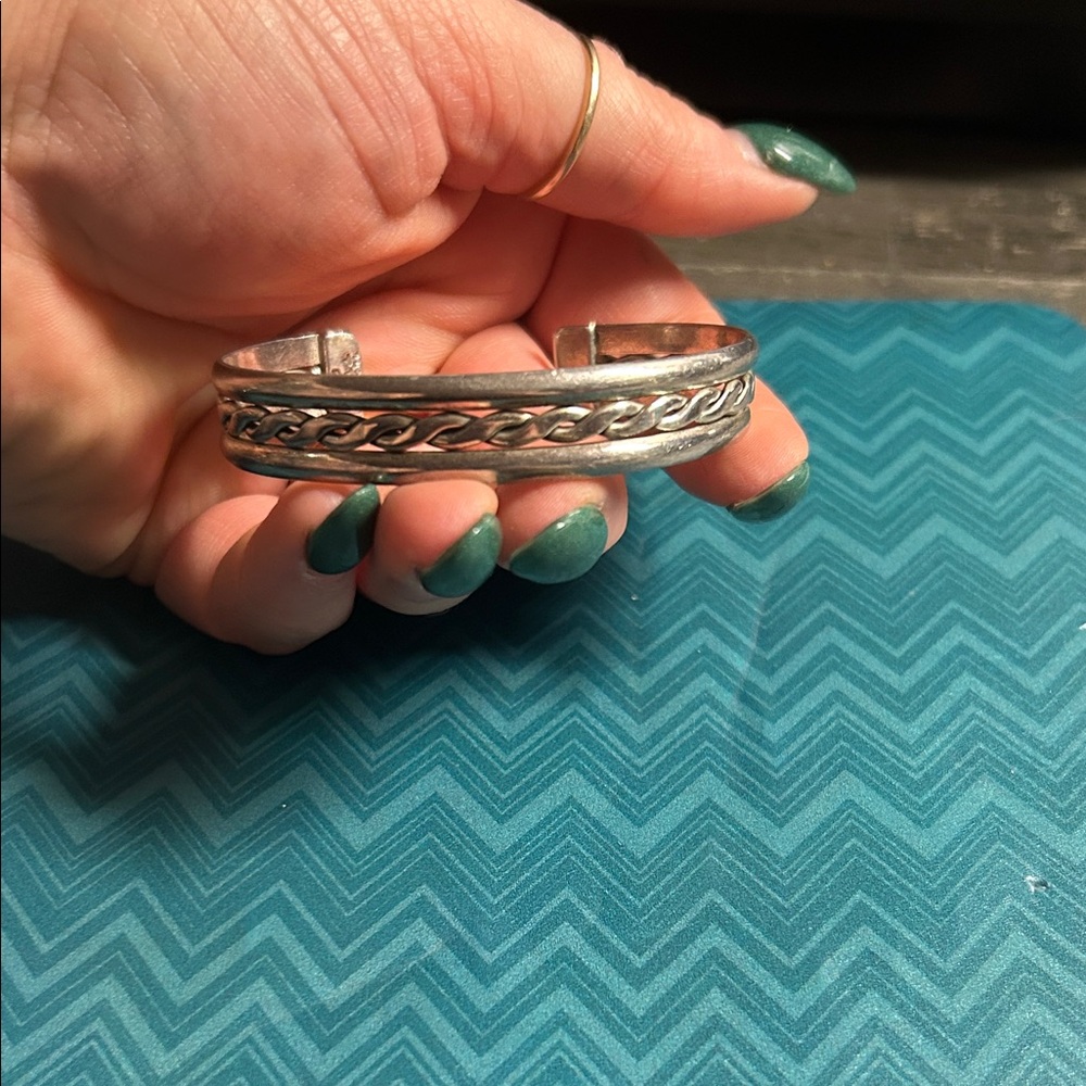 Vintage Mexican Sterling Silver Braided‎ Cuff Bracelet